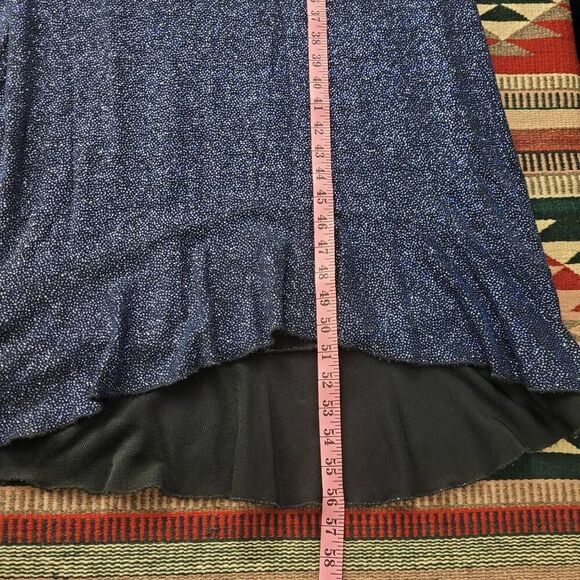 Vtg 90s Y2K Taboo Blue Sparkly Midi Maxi Dress Sz XL Slinky Stretch Flouncy Hem - Picture 8 of 8